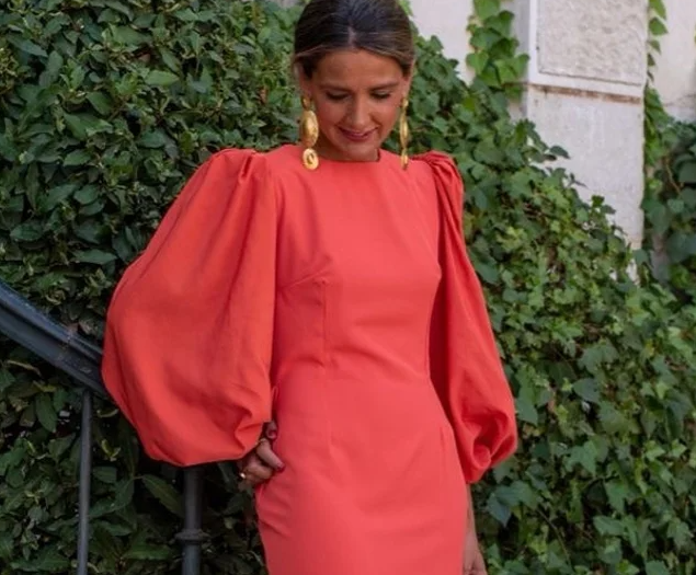 Simple Puff Sleeves Prom Dress For Women, Wedding Guest Outfit