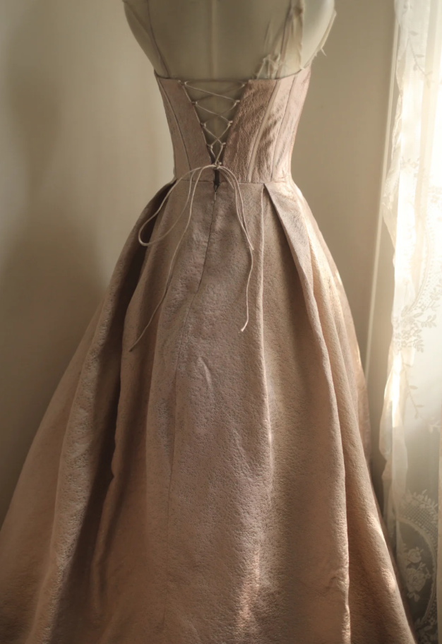 Beautiful Spaghetti Strap Pink Satin Floral A Line Long party Dress Birthday Prom Dress