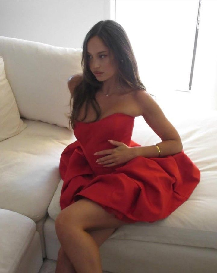Cute Strapless Red Satin A Line Graduation Homecoming Dress Short Birthday Dress