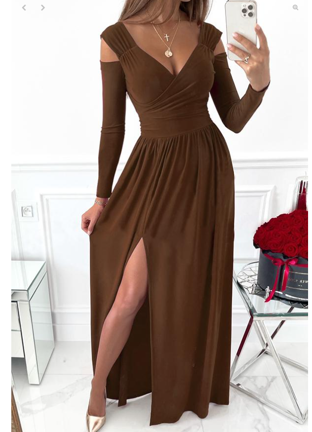 Women's Dresses Long Sleeve V-Neck Solid Strapless Split Prom Dress