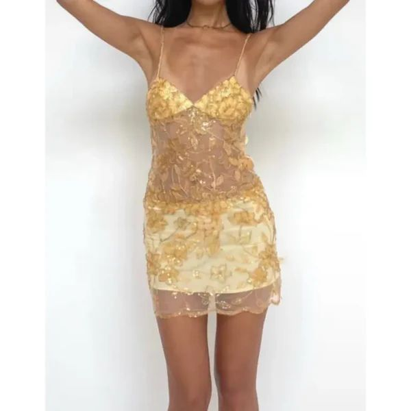 Sexy Spaghetti Straps Gold Sequin Homecoming Dress Short Cocktail Dress