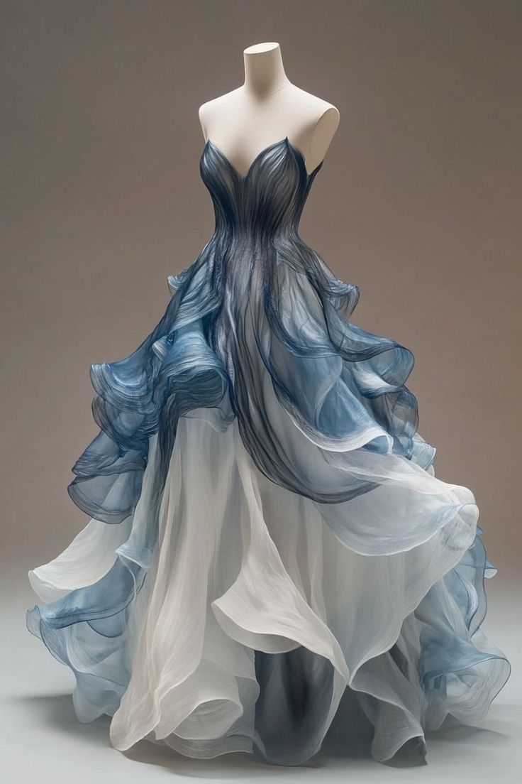 Unique Blue A Line Tulle Long Prom Dress,Blue Strapless Evening Dress
