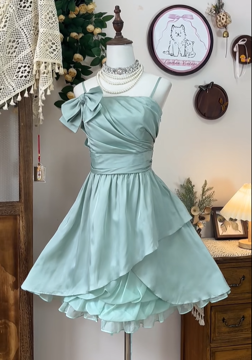 Classy Light Green Spaghetti Straps A Line Homecoming Dress Cocktail Dress