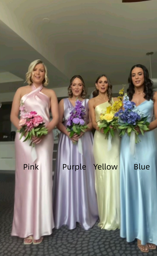 Pretty Sleeveless Satin Long Bridesmaid Dress Formal Wedding Guest Dress