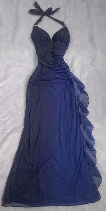 Charming Halter Ombre Green Chiffon Long Prom Dress Party Evening Gown