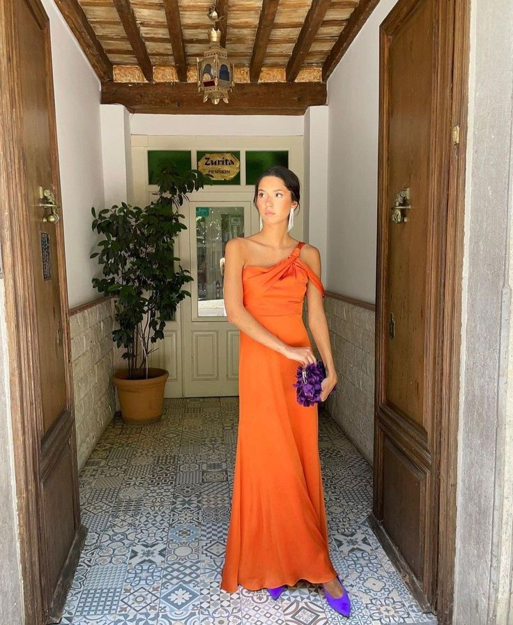 Elegant Orange Mermaid Prom Dress,Orange Evening Dress