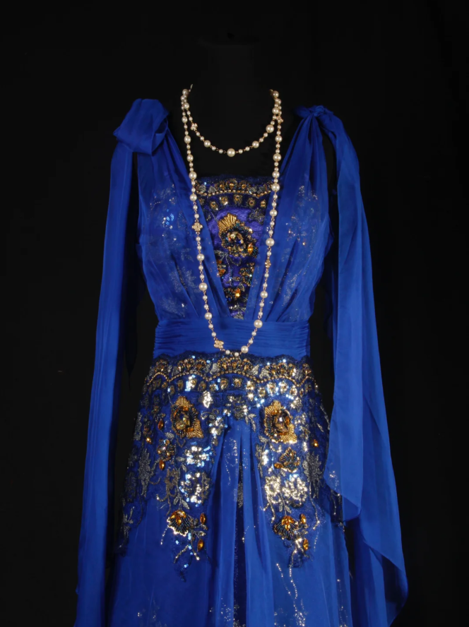 Chic Royal Blue Chiffon Sequin Beaded Mermaid Long Party Dress Birthday Dress