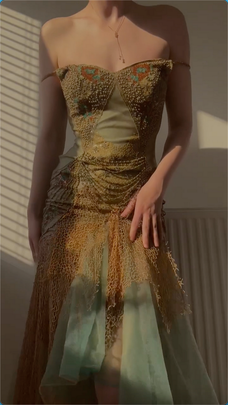Vintage Green Sequin Lace Party Prom Dress,Off The Shoulder Mermaid Evening Dress