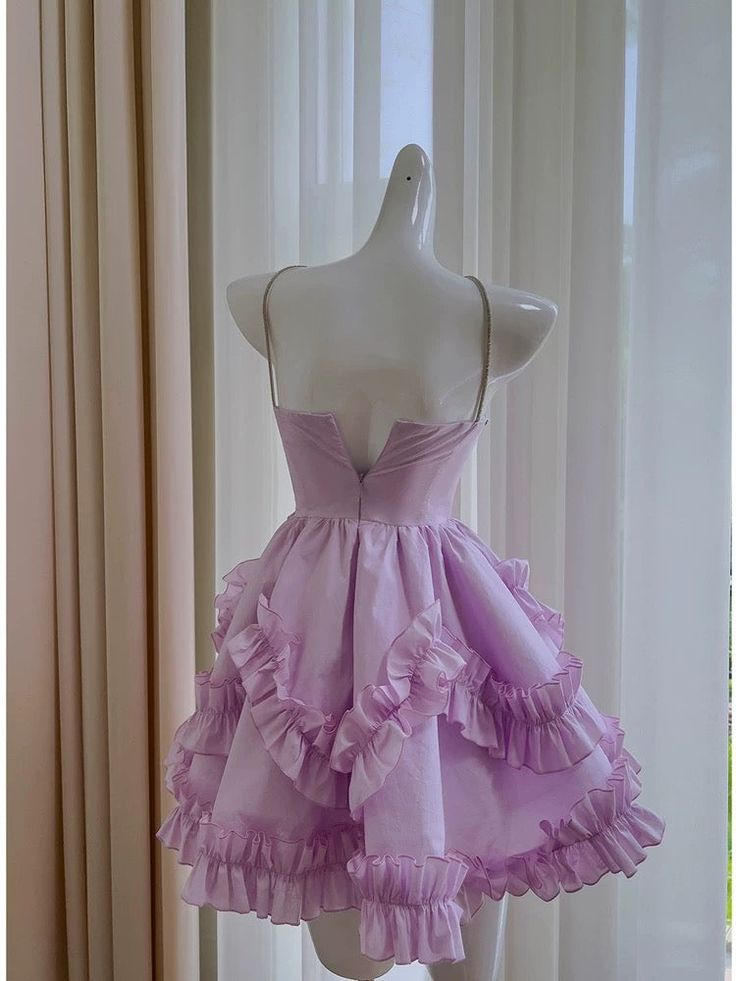 Cute Halter Lilac Chiffon Short Homecoming Dress Birthday Outfits