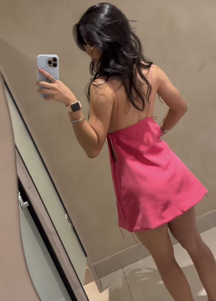 Sexy Spaghetti Straps Pink Satin Short Cocktail Dress Homecoming Dress