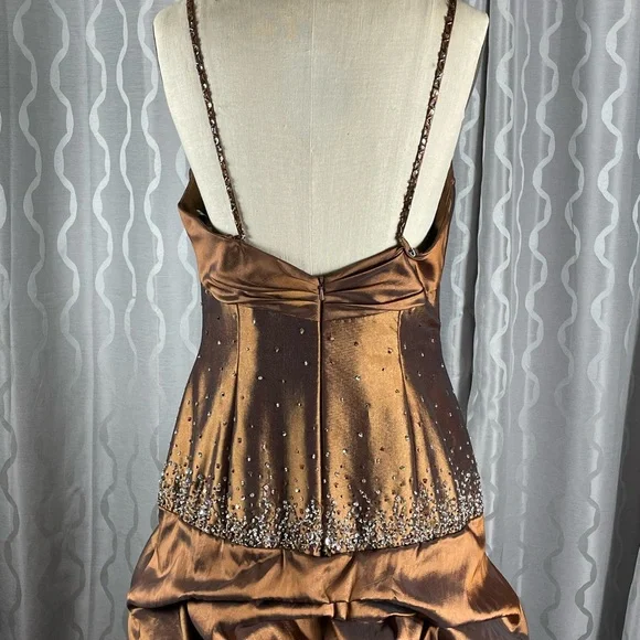 Vintage Spaghetti Straps Pleated Satin Beaded Evening Dress Mermaid Party Dress