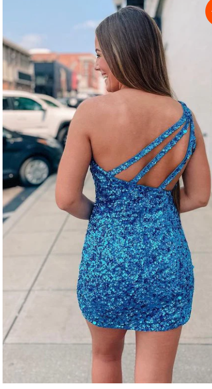 Cute white sequin homecoming dresses one shoulder mini dress