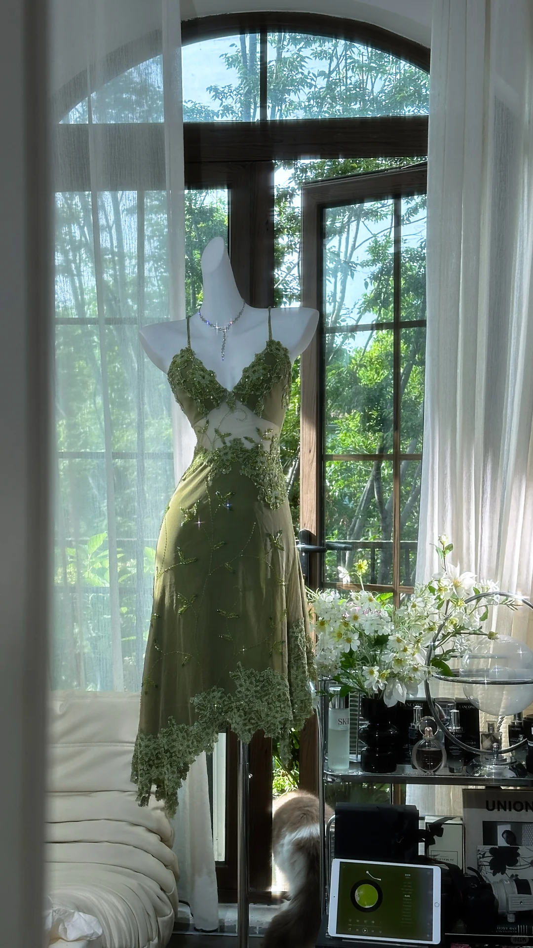 Vintage Spaghetti Straps Green Lace Appliques Beaded Short Graduation Homecoming Dress Birthday Outfits