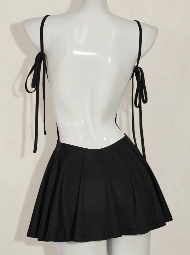 Sexy Spaghetti Straps Black Backless Cocktail Dress Short Homecoming Dress