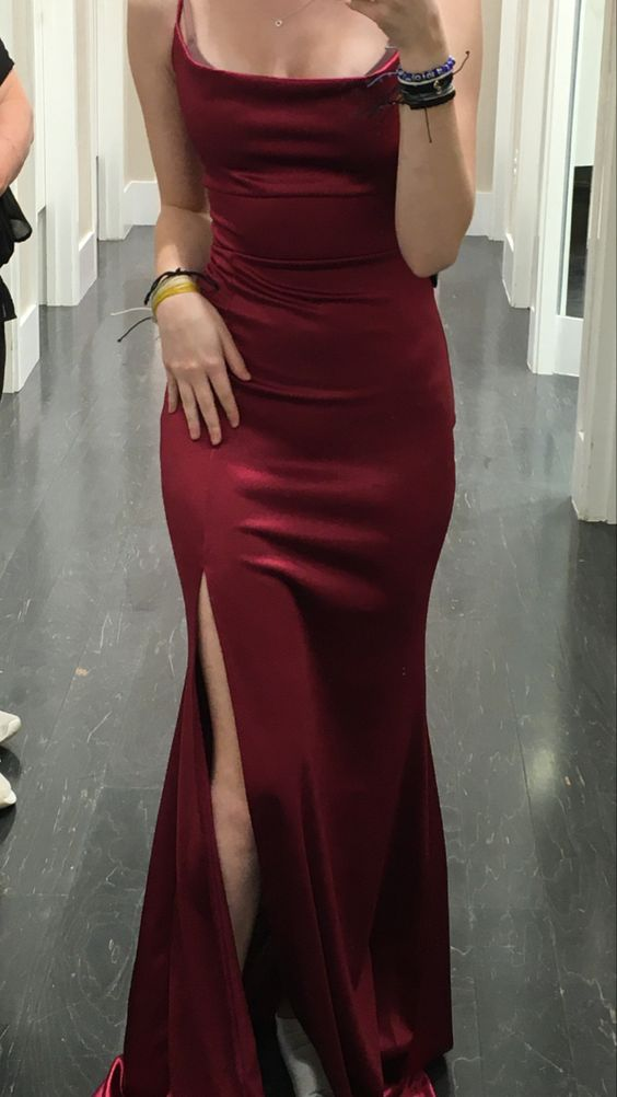 Modest Mermaid Burgundy Prom Dress 22th Birthday Outfit