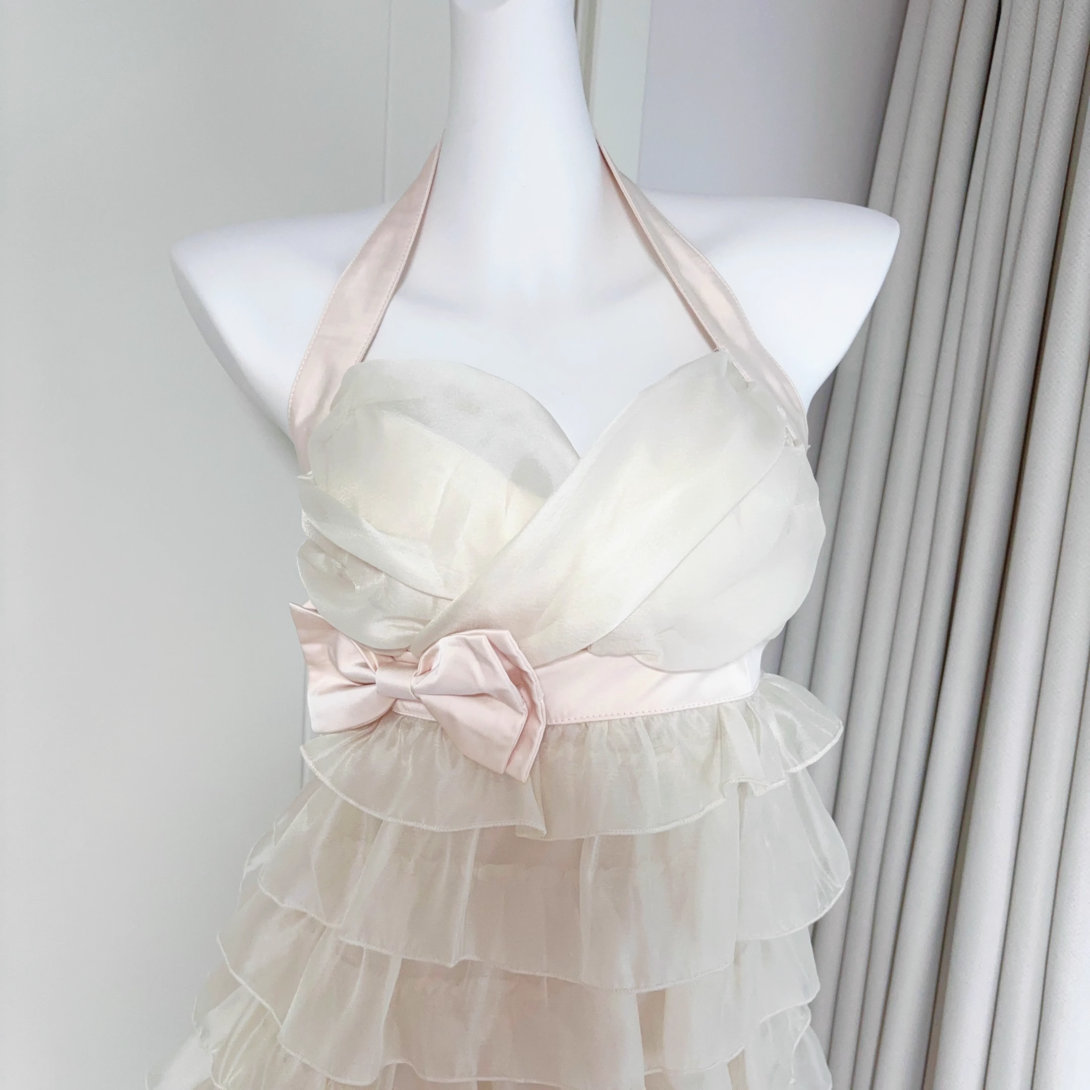 Cute Halter Neck Champagne Short Party Dress Birthday Dress