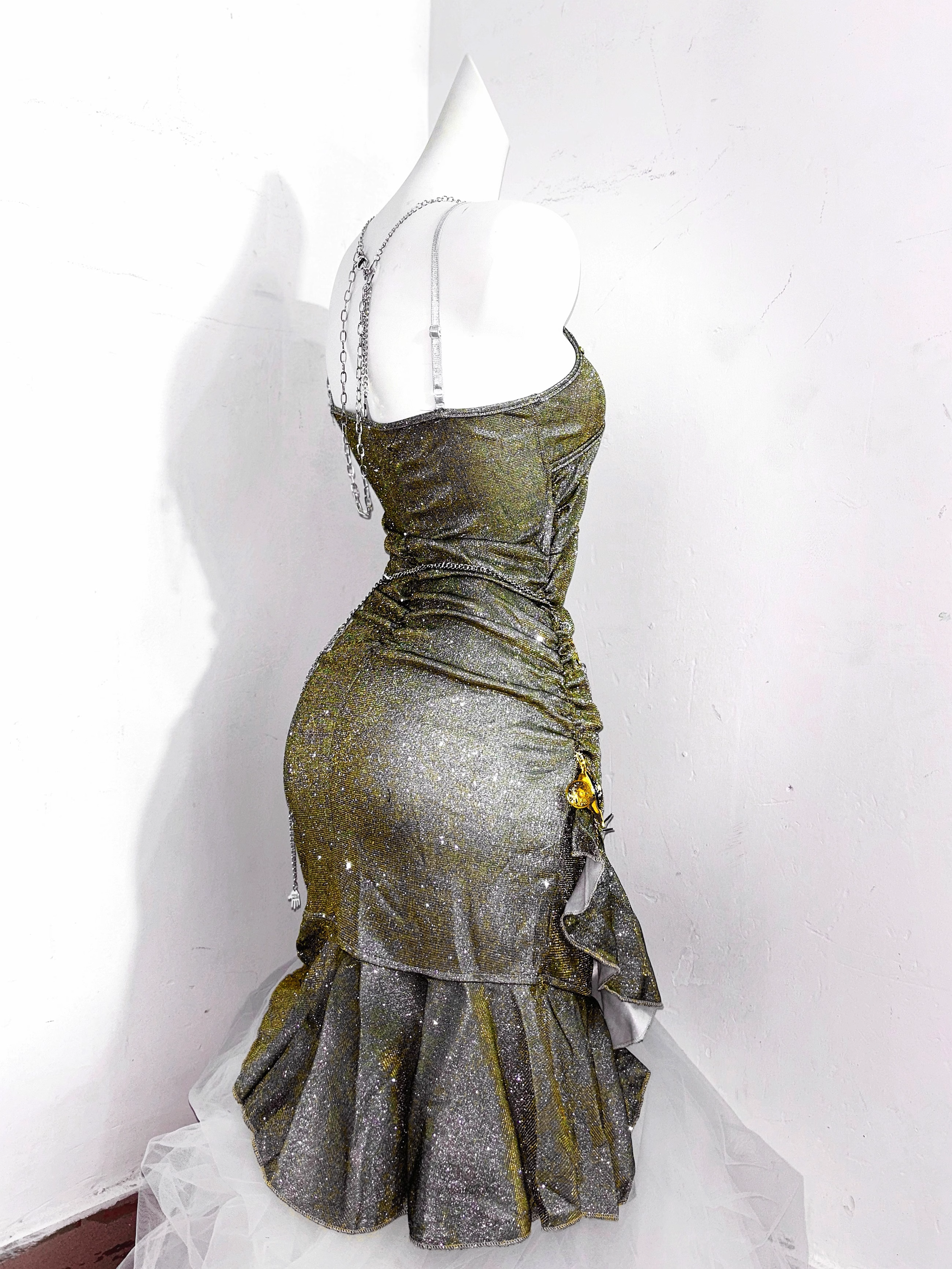 Vintage Green Spaghetti Straps Ruffle Short Homecoming Dress Birthday Outfits