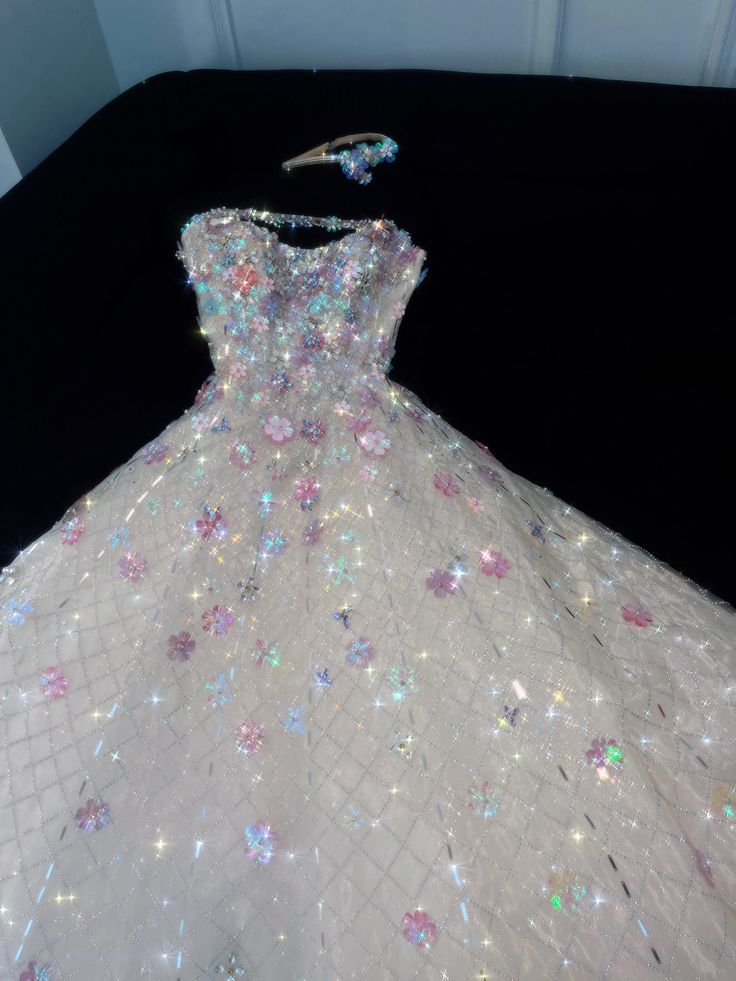 Charming Strapless White Tulle Sequin Beaded Birthday Prom Dress Princess Party Dress