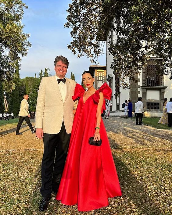 Red long formal prom dress, long evening party Gown