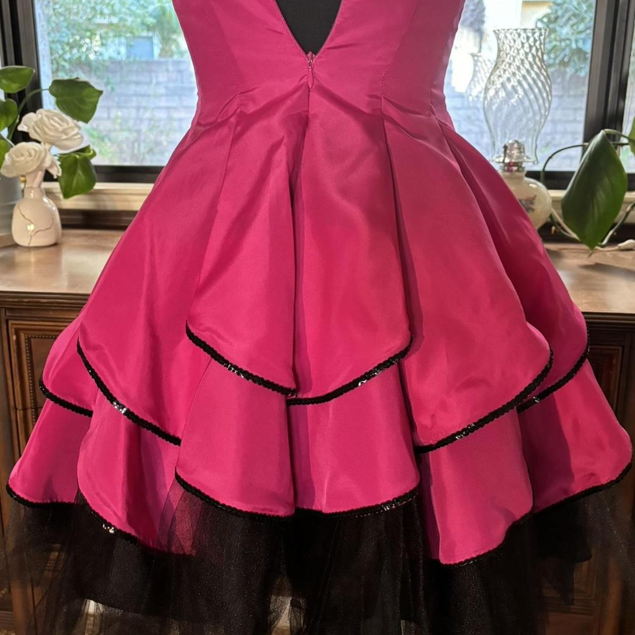 Cute Hot Pink Strapless Satin Layered A Line Short Party Dress Formal Homecoming Dress Birthday Outfits