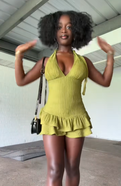 Sexy Olive Green Halter A Line Cocktail Dress 8th Grade Homecoming Dress