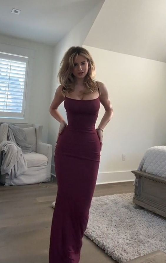 Burgundy Mermaid Long Party Evening Dress