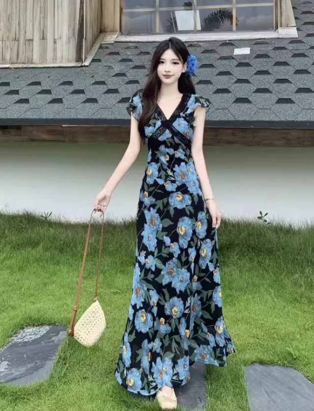 New Pretty French-style Elegant Summer Women's Long Dress