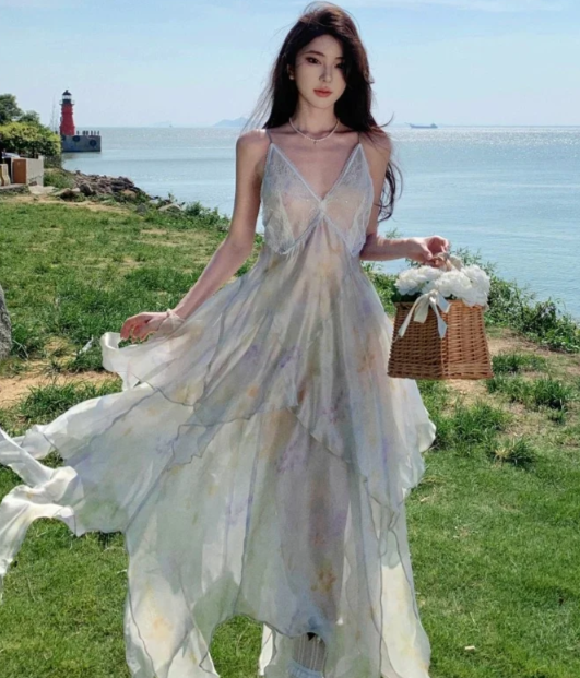 New Pretty French-style Elegant Summer Women's Long Dress