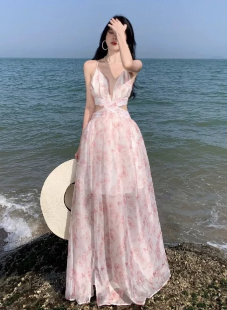 New Pretty French-style Elegant Summer Women's Long Dress