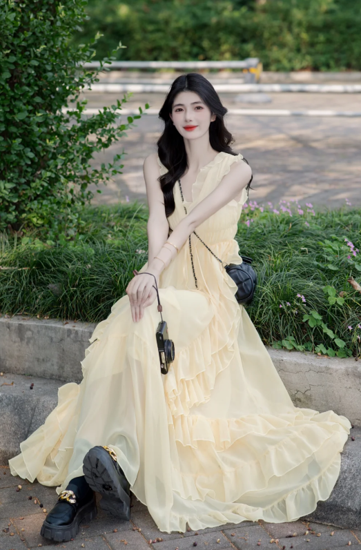 New Pretty French-style Elegant Summer Women's Long Dress
