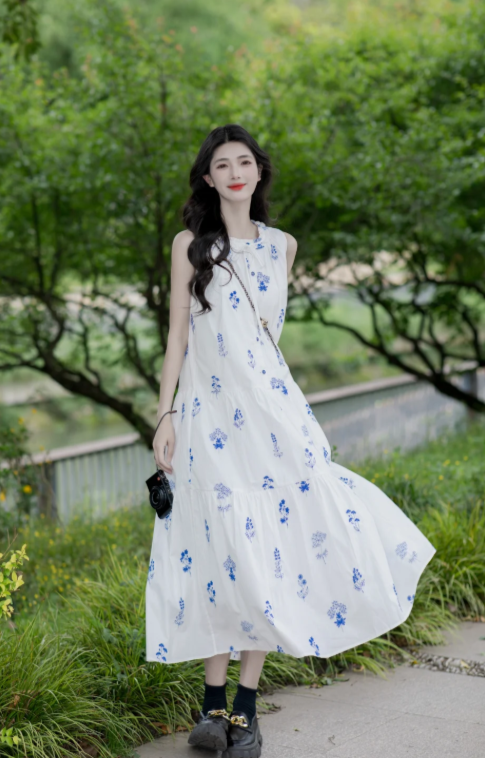 New Pretty French-style Elegant Summer Women's Long Dress
