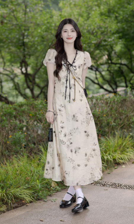 New Pretty French-style Elegant Summer Women's Long Dress