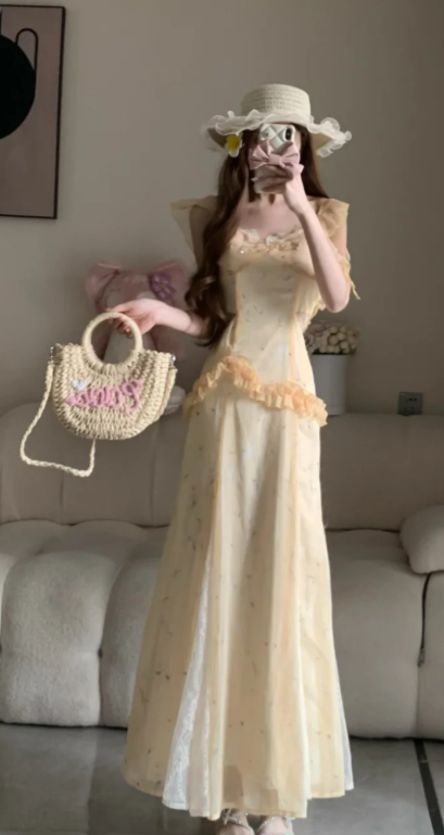 New Pretty French-style Elegant Summer Women's Long Dress
