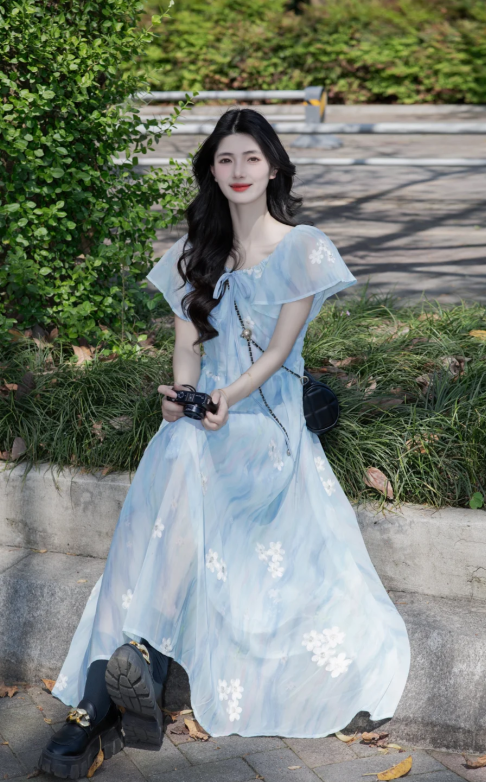 New Pretty French-style Elegant Summer Women's Long Dress