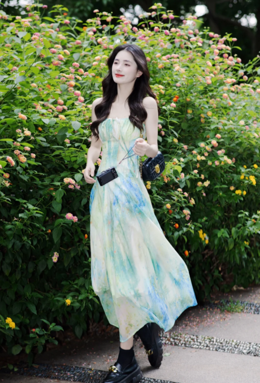 New Pretty French-style Elegant Summer Women's Long Dress