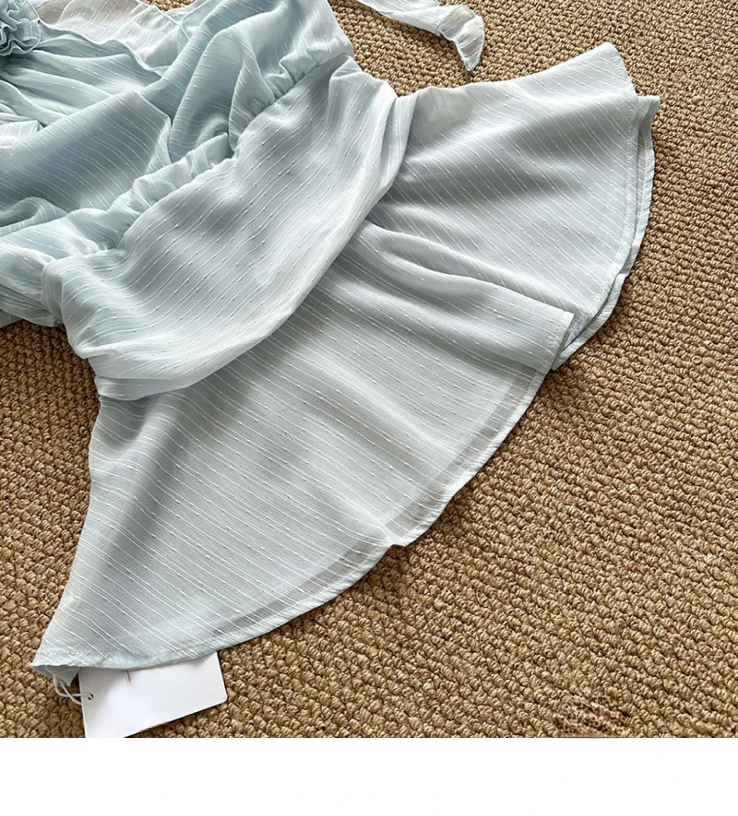 Blue Mini Sleeveless Chiffon Dress Women Frock Vacation Dress
