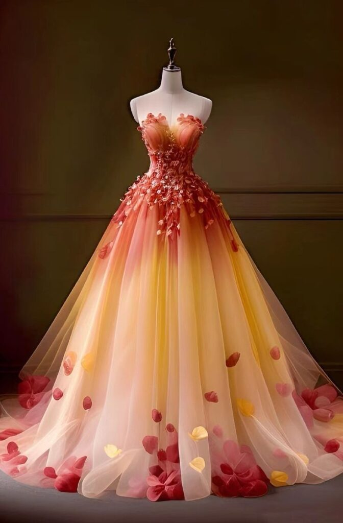 Pretty Tulle Applique Evening Dress, A Line Strapless Party Dress Ball Gown