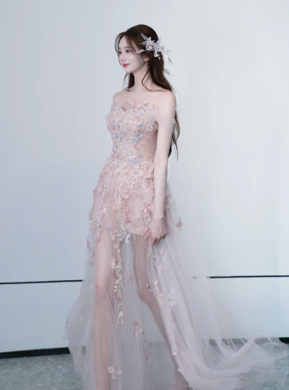 Strapless Tulle Prom Party Dress Birthday Dress Evening Dress