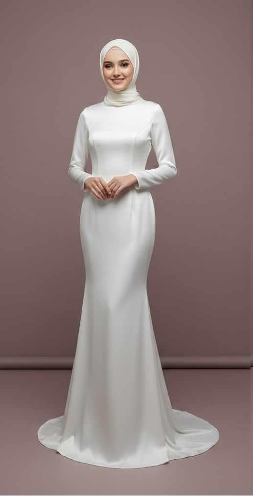 Handmade Custom Bridal Gown Long Sleeve Tulle Wedding Dress WHITE