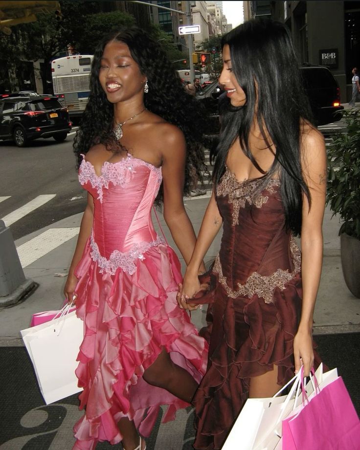 Vintage Hot Pink Lace Chiffon Ruffles Evening Dress Strapless Prom Dress