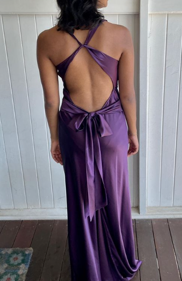Sexy Backless Purple Long Party Dress Formal Evening Dress Prom Gown