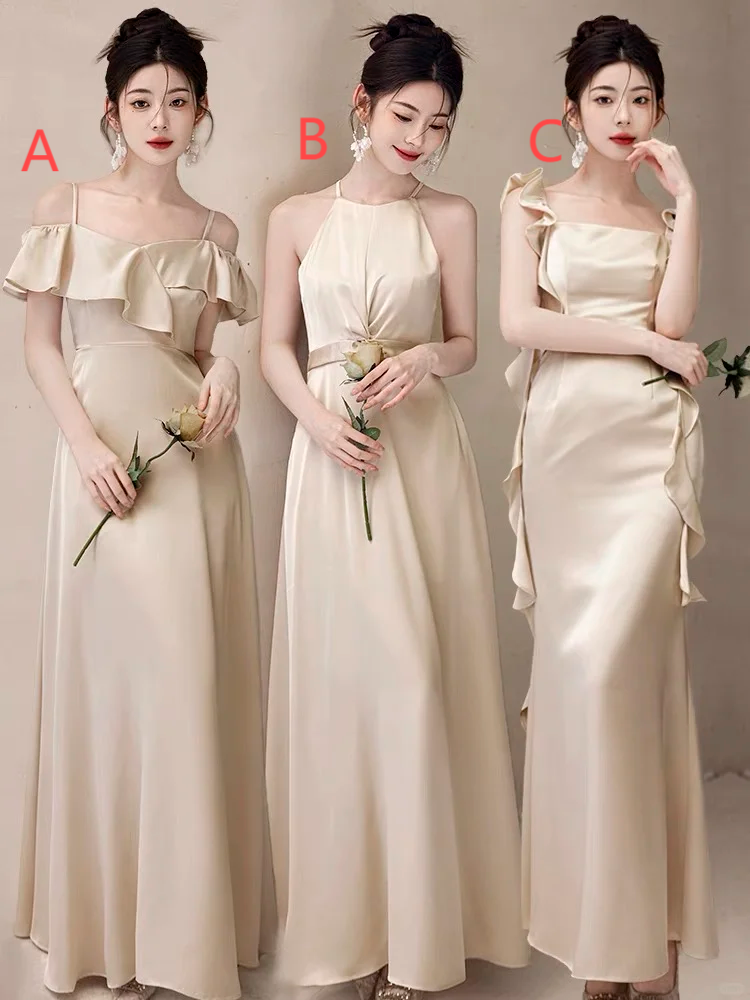Classy Elegant A Line Satin Long Bridesmaid Dress