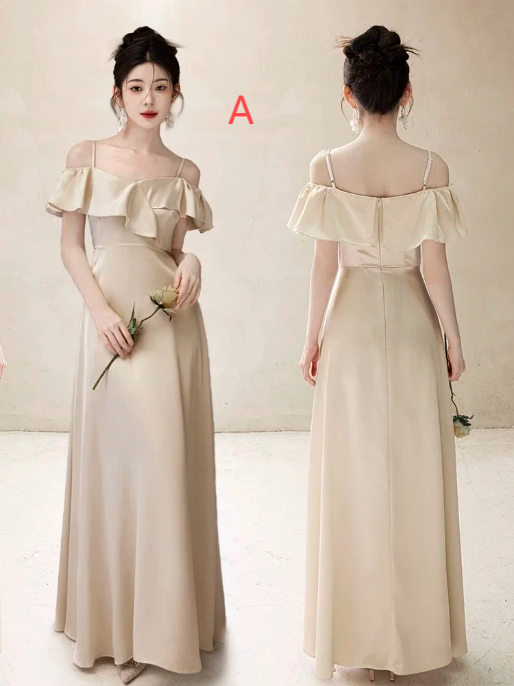 Classy Elegant A Line Satin Long Bridesmaid Dress