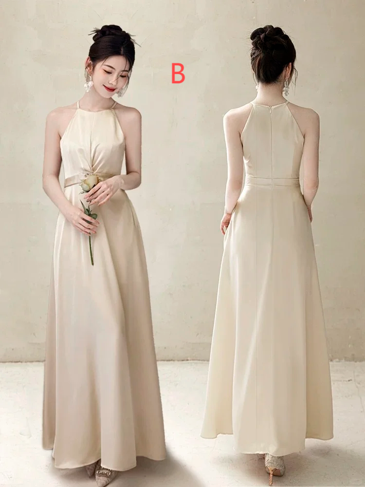 Classy Elegant A Line Satin Long Bridesmaid Dress
