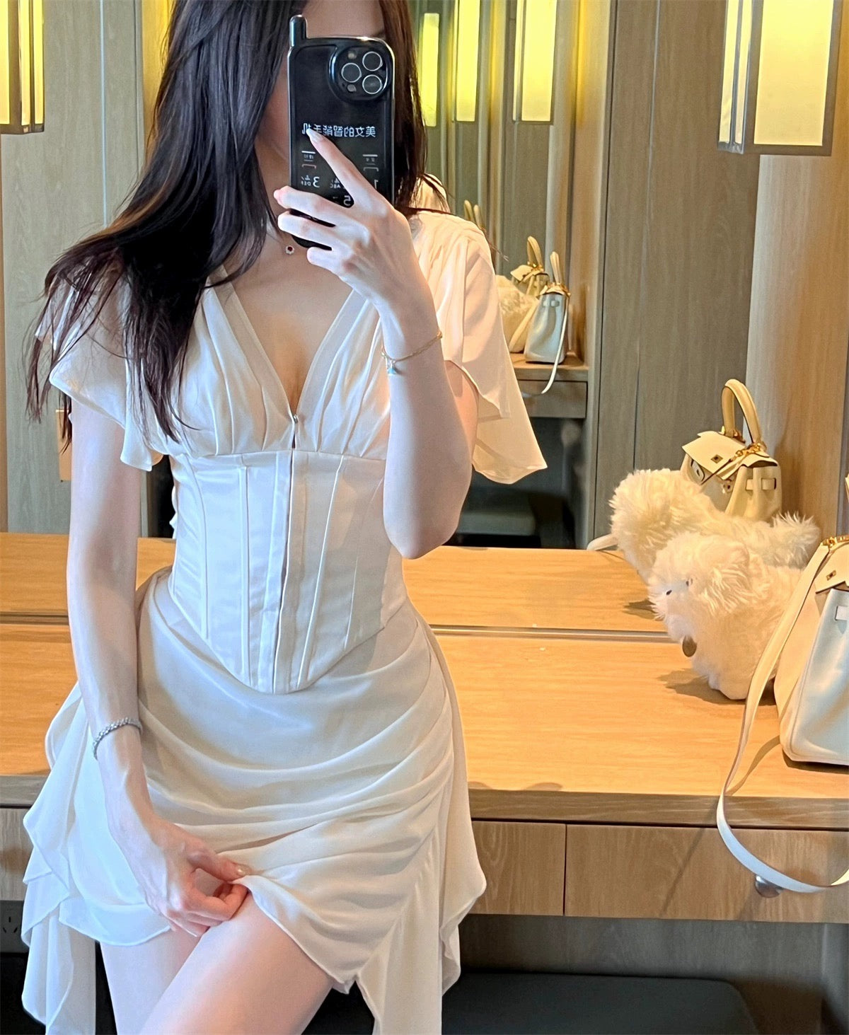 Sheath V-Neck Short Homecoming Dress Satin Birthday Dress
