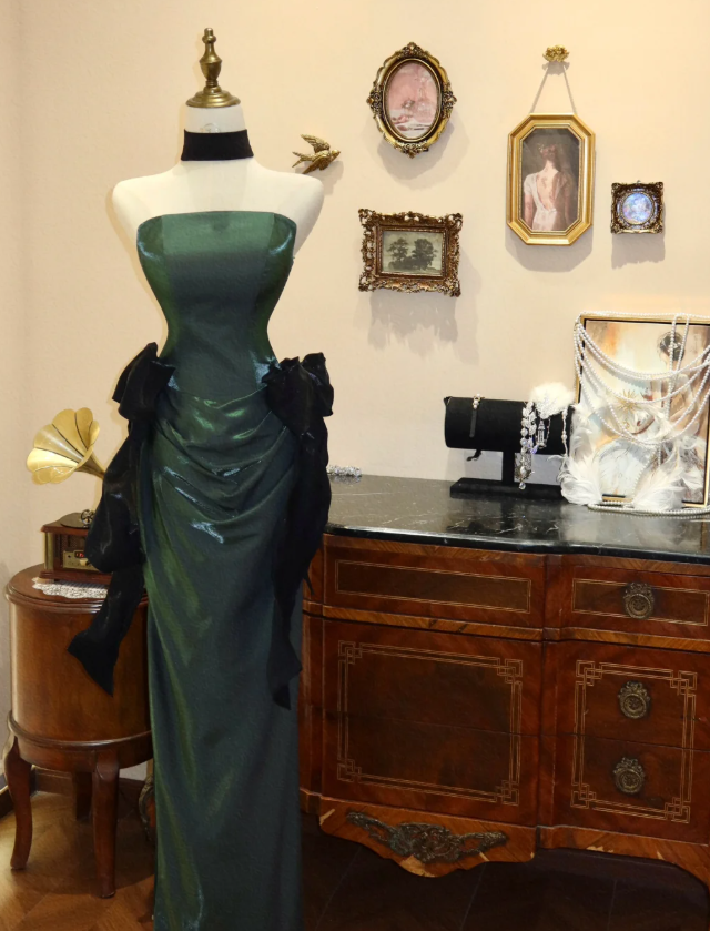 Sleeveless Green Prom Party Dress Stunning Evening Dress Birthday Outfit