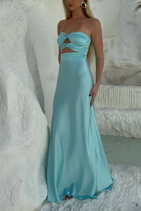 Simple Strapless Long A Line Party Dress Prom Dress