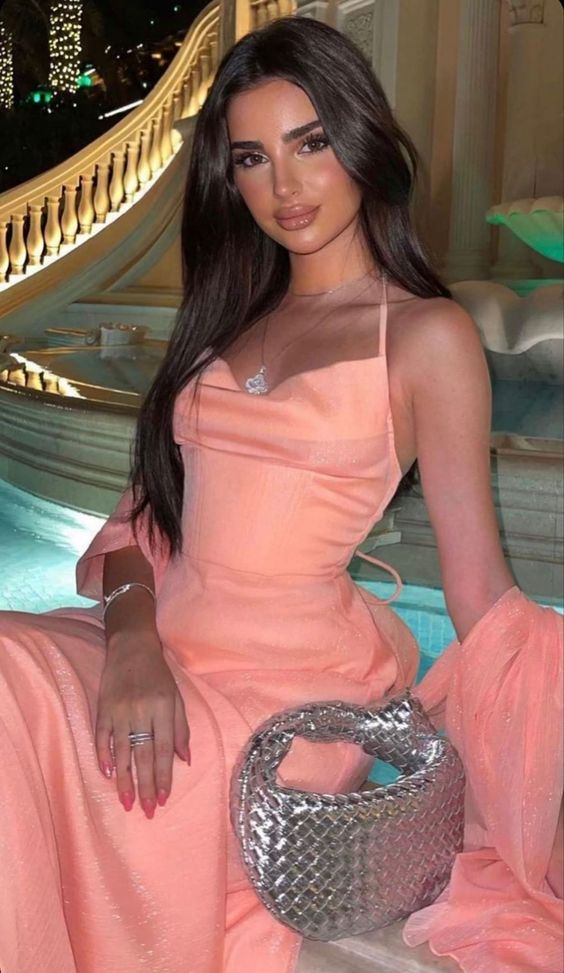 Pink Elegant Long Party Dress A Line Evening Gown