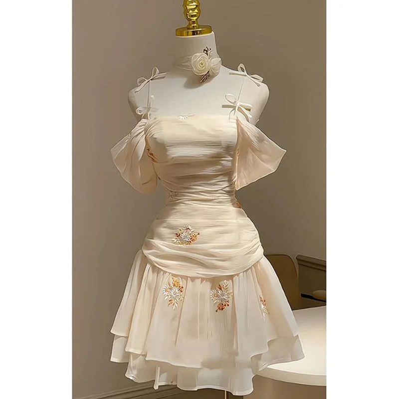 Cute A line Chiffon Straps Homecoming Dress with Ruched Bodice