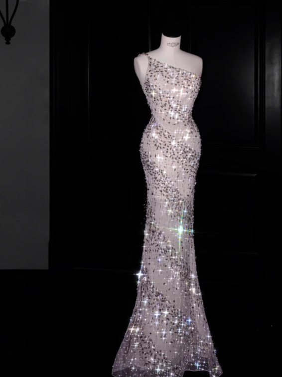 Luxurious Beading Prom Party Dress Sparkle Elegant Evening Dress